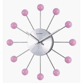 George Nelson Atomic Wood Ball Wall Clock Hello Kitty Pink Retro Eames 