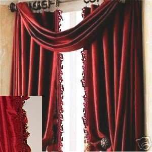    JC Penney Faux Silk Curtain Set With Scarf Scarlet