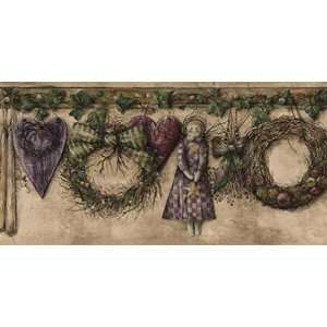  Angels & Wreaths Purple Wallpaper Border by 4Walls